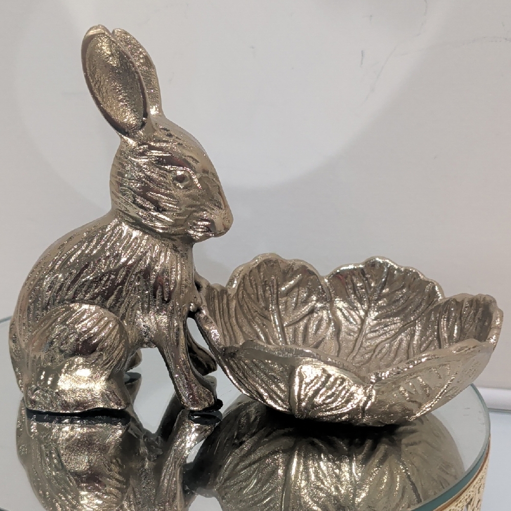Martha Stewart Gold Color Metal Bunny Decorative Bowl